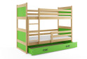Фото 1 - Patrová postel Rico borovice / zelený 90x200 cm s matrací