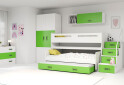 Фото 4 - Patrová postel Max 1 pro tři osoby bílé / zelený 80x200 cm s matrací