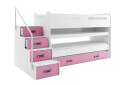 Фото 1 - Patrová postel Max 1 pro tři osoby bílé / růžový 80x200 cm s matrací