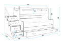 Fotografie 4 - Patrová postel Max 3 bílé 80x200 / 120x200 + zásuvka, s matrací