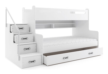 Patrová postel Max 3 bílé 80x200 / 120x200 + zásuvka, s matrací