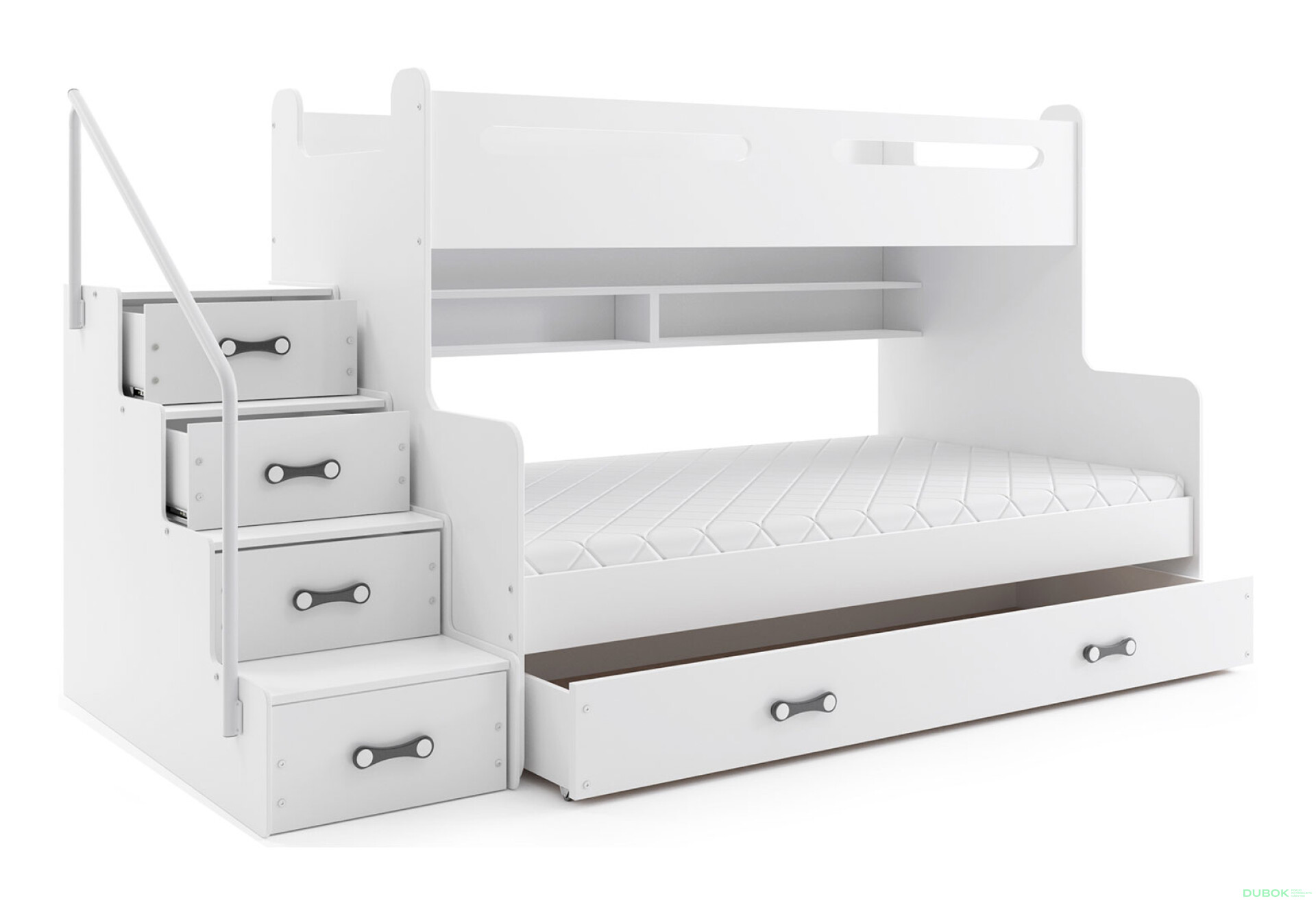 Фото 1 - Patrová postel Max 3 bílé 80x200 / 120x200 + zásuvka, s matrací