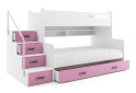 Фото 1 - Patrová postel Max 3 bílé / růžový 80x200 / 120x200 + zásuvka, s matrací