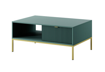 Konferenční stolek L104 zelený Nova Zlaté nohy / zlatý úchytky