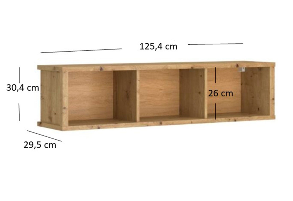 Závěsný regál otevřený 125 dub artisan Ayson