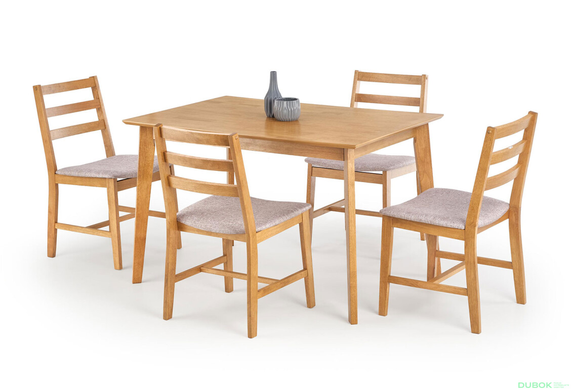 Фото 2 - Cordoba set stůl + 4 židlí světlý dub / tkanina mokate