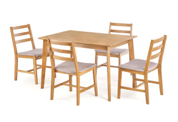 Cordoba set stůl + 4 židlí světlý dub / tkanina mokate