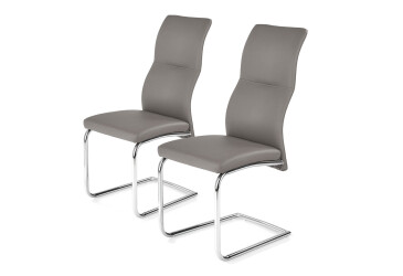 Židle Arco chromová ocel / ekokůže, šedá / Sada 2 ks