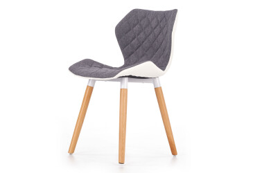 Židle K277 dřevo / šedá, bílá ekokůže
