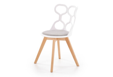 Židle K308 dřevo / bílý polipropylen, tkanina popel