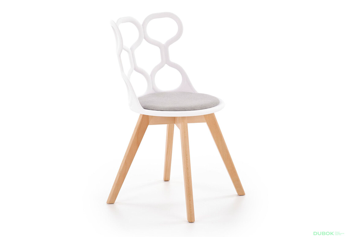 Фото 2 - Židle K308 dřevo / bílý polipropylen, tkanina popel