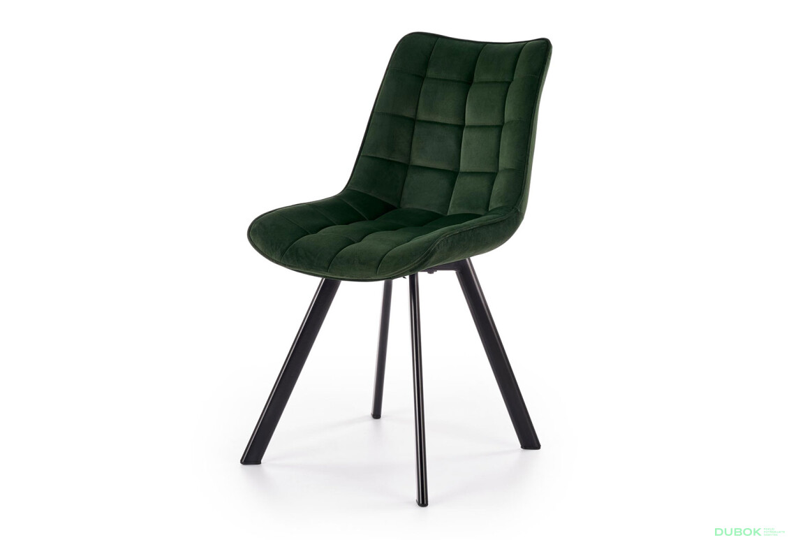 Židle K332 černý kov / tmavý zelený