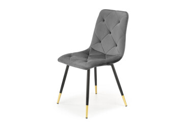 Židle K438 černý, zlatý kov / látka popel