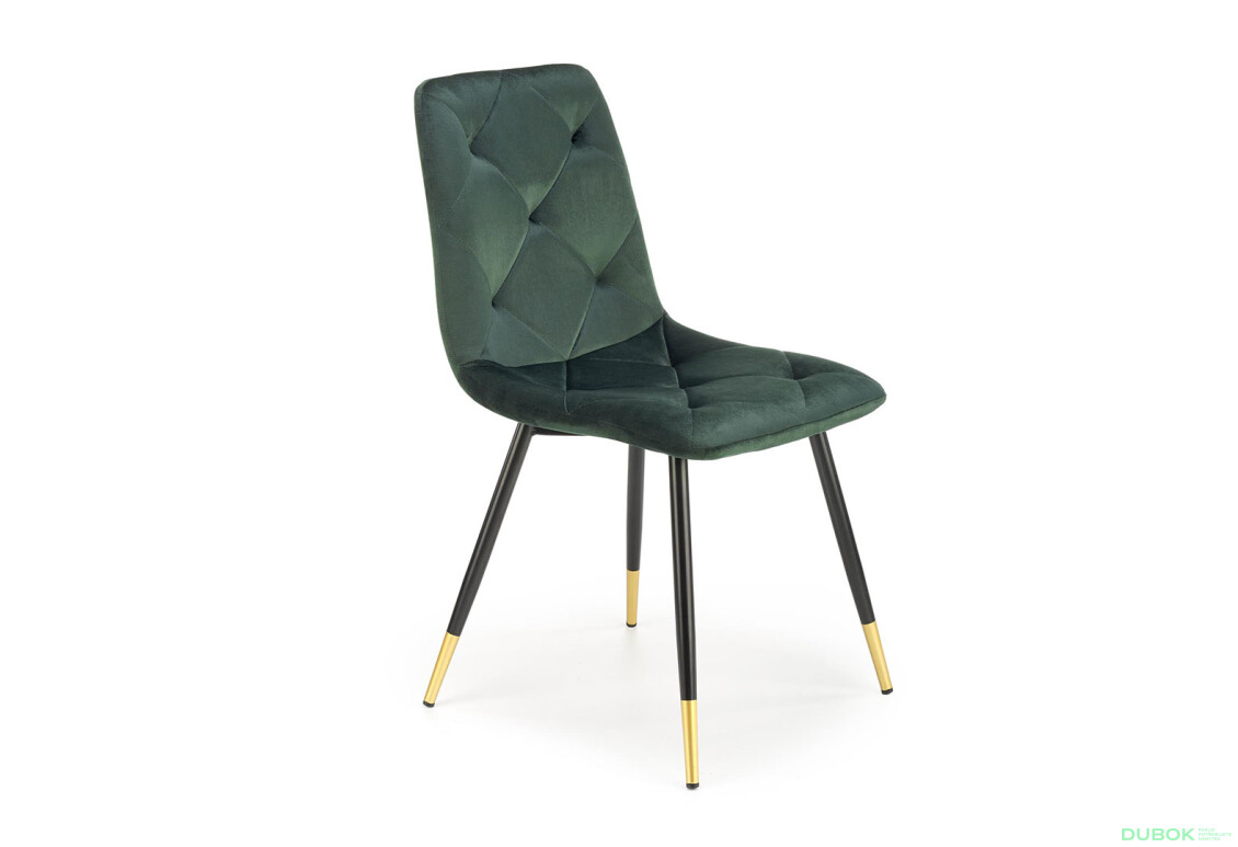 Фото 3 - Židle K438 černý, zlatý kov / látka tmavozelený