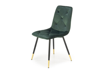 Židle K438 černý, zlatý kov / látka tmavozelený