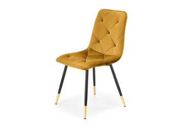 Židle K438 černý, zlatý kov / látka hořčice