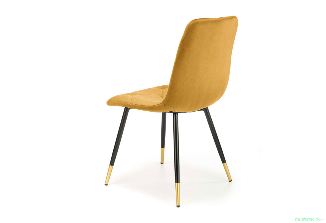 Фото 5 - Židle K438 černý, zlatý kov / látka hořčice