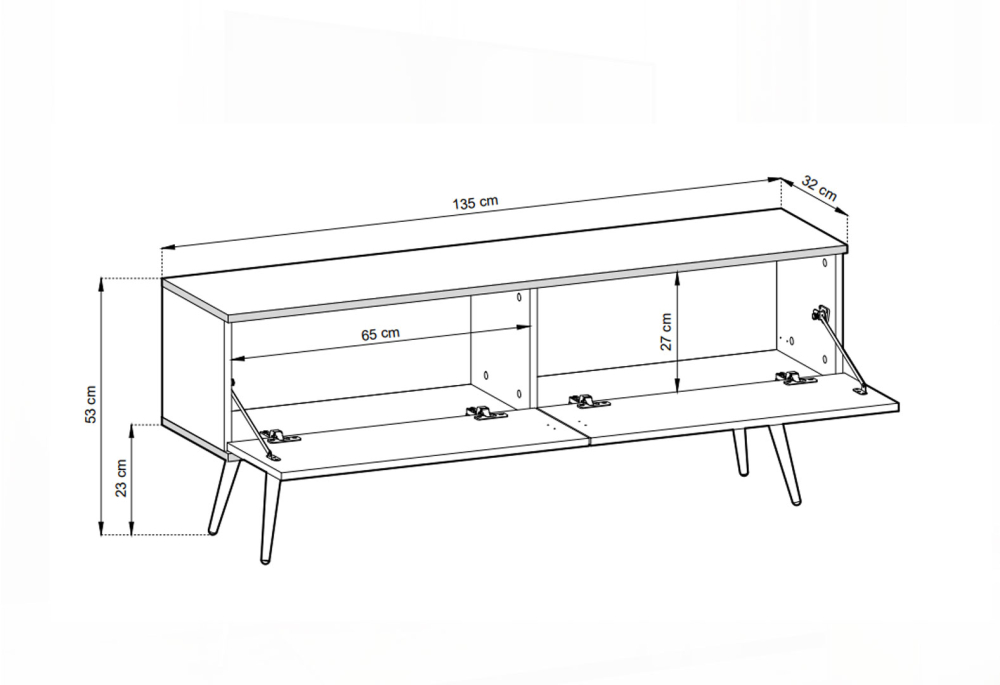 TV stolek RTV 135 MDF béžový, zlaté nohy Oro - detail