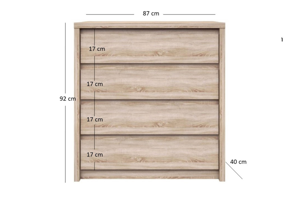 Komoda se 4 zásuvkami Norton 87 cm Dub Sonoma - 2