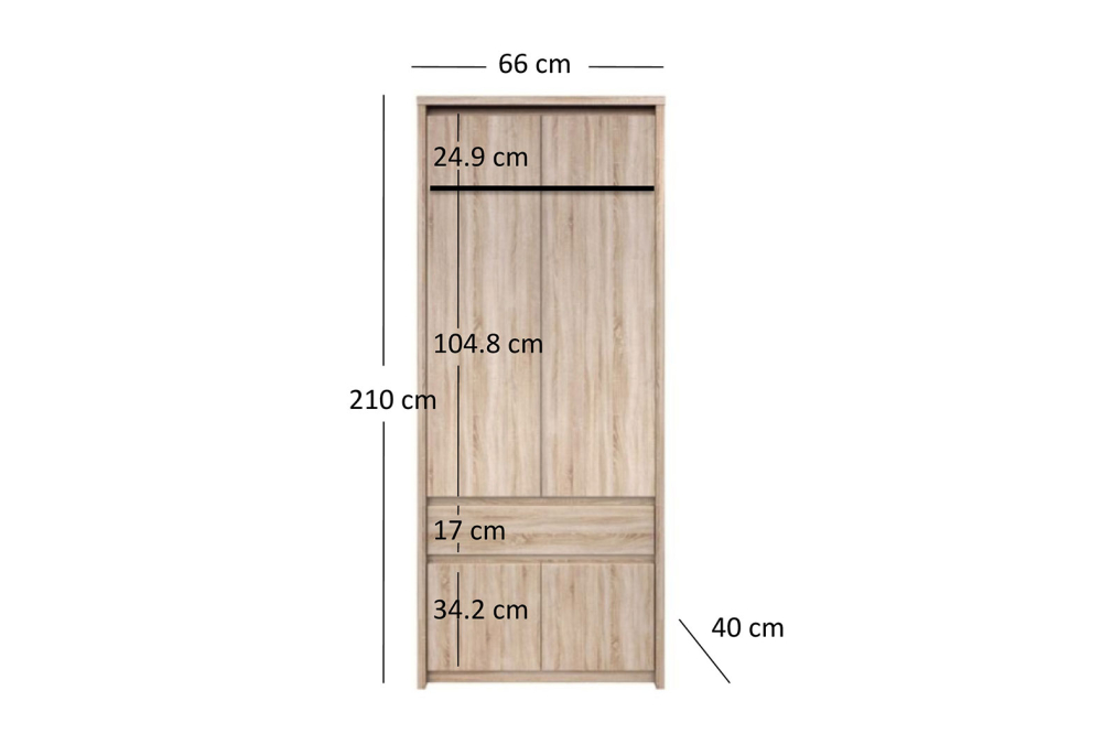 Skříň čtyřdveřová se zásuvkou Norton 66x210x40 cm Dub sonoma