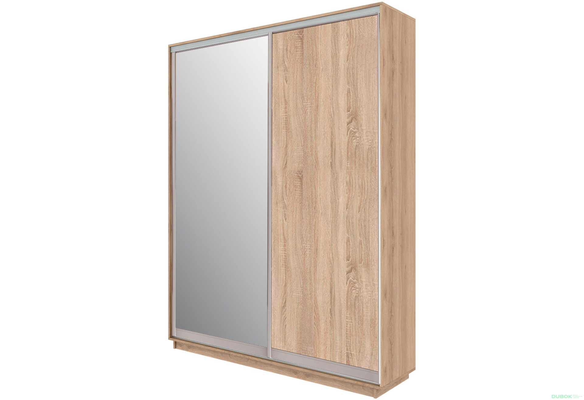 Fotografie 2 - Skříň 180x240x60 dub sonoma, 1 dřevotříska+1 zrcadlo, stříbrný profil