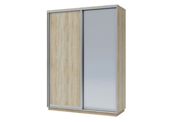 Skříň 180x240x60 dub sonoma, 1 dřevotříska+1 zrcadlo, stříbrný profil