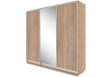 Fotografie 1 - Skříň 250x240x60 dub sonoma, 2 dřevotříska+1 zrcadlo, stříbrný profil