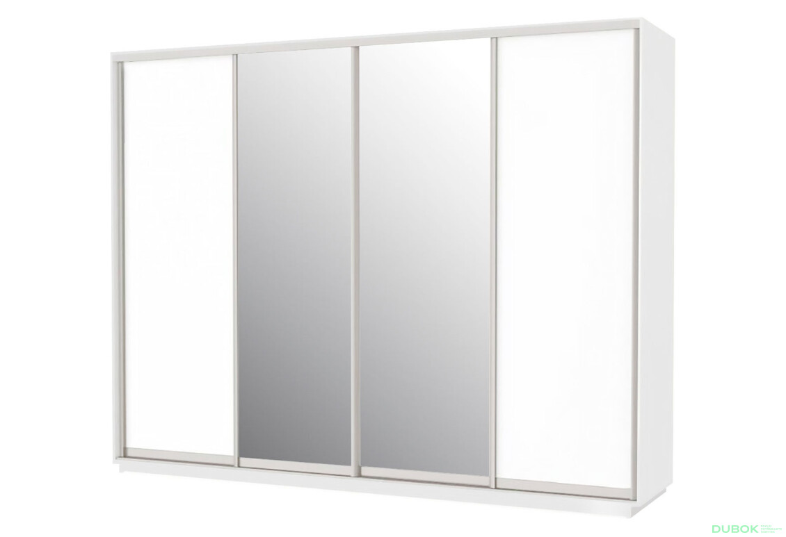 Skříň 300x240x60 nymphaea alba, 2 dřevotříska+2 zrcadla, stříbrný profil