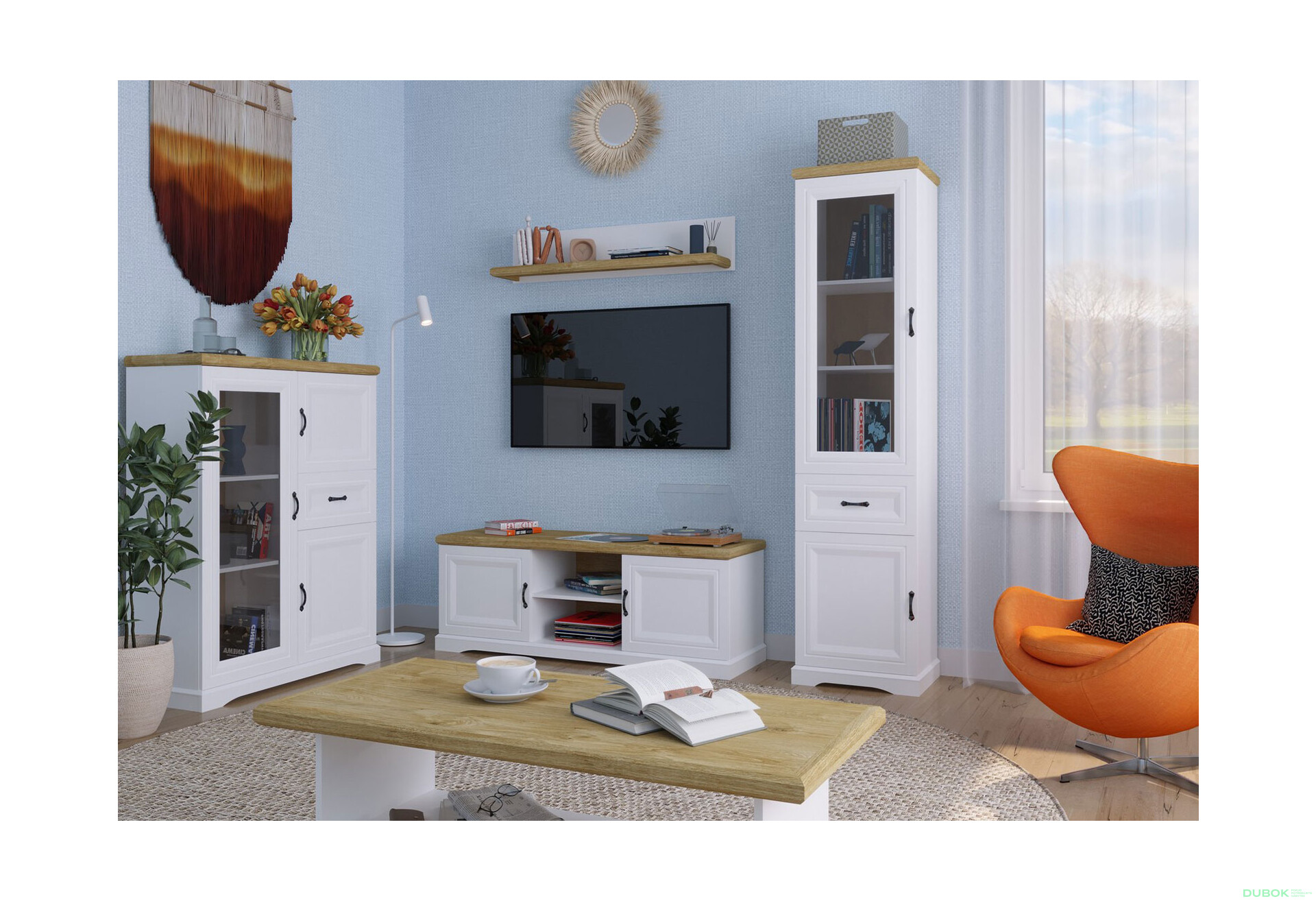 Fotografie 2 - TV stolek 2d bílý / dub harbor Riva