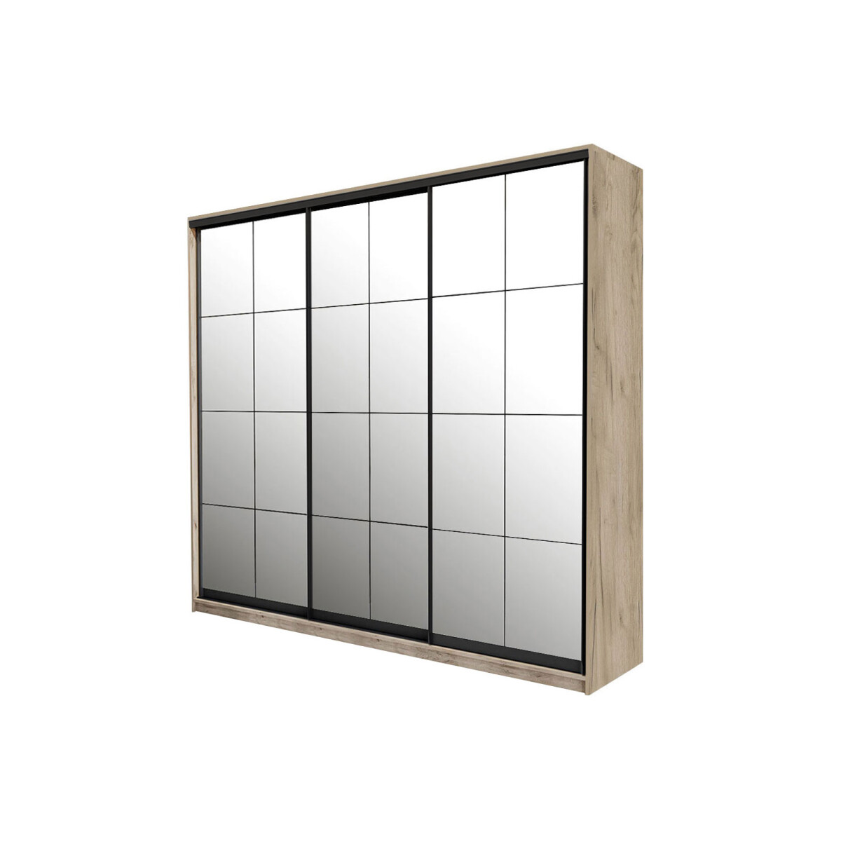 

Skříň s posuvnými dveřmi 3 zrcadla 180x240x60 cm W Loft Lines BL Dub kraft šedý