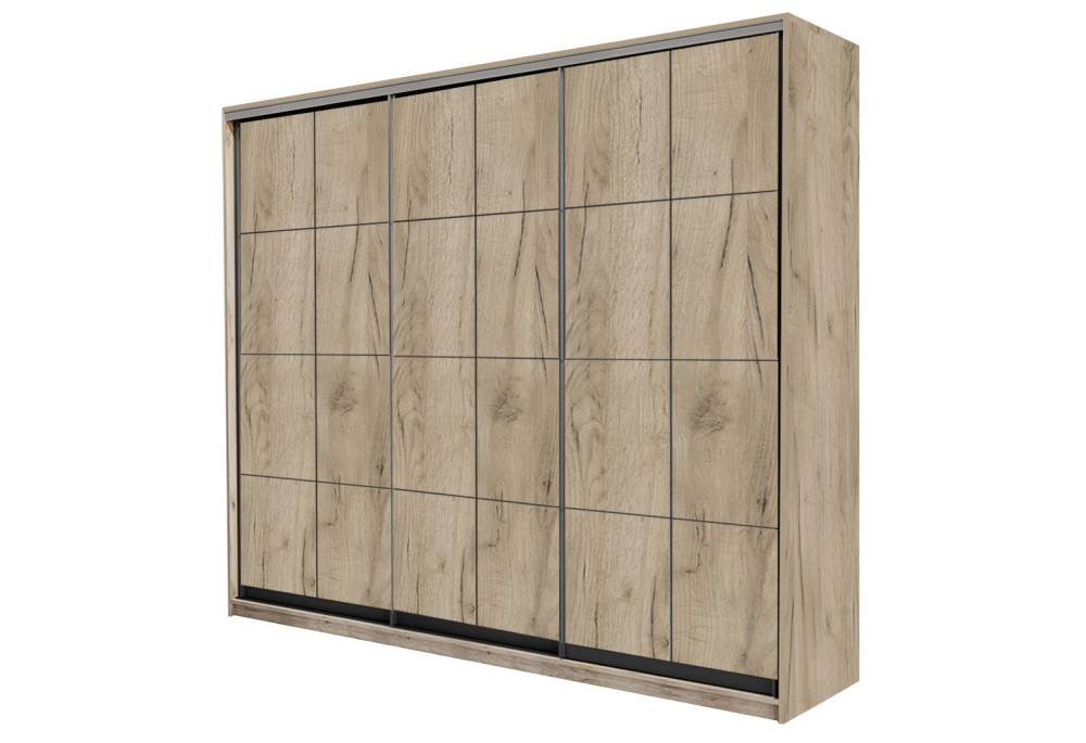 Skříň 3D W Loft 1800x600x2400, 3 DTD Lines BL, Dub kraft šedý