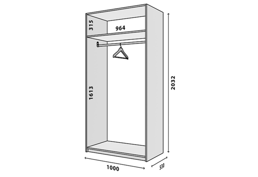 Modul Modus № 2ŠU-1000x2050 DTD 18 mm bílý - další pohled