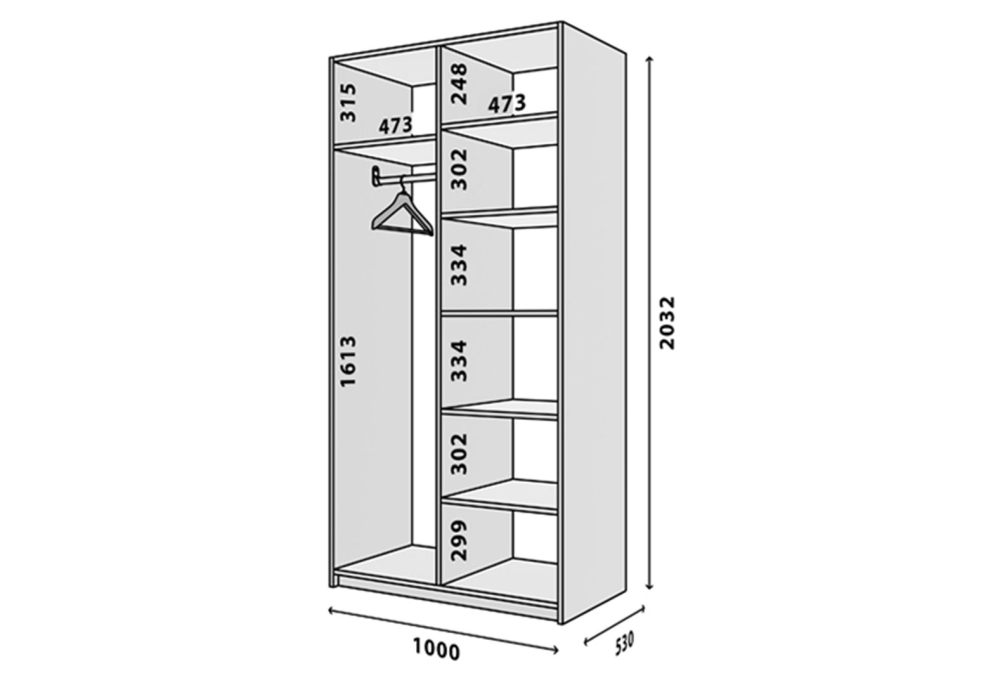 Modul Modus № 2Š-1000x2050 DTD 18 mm dub appalache