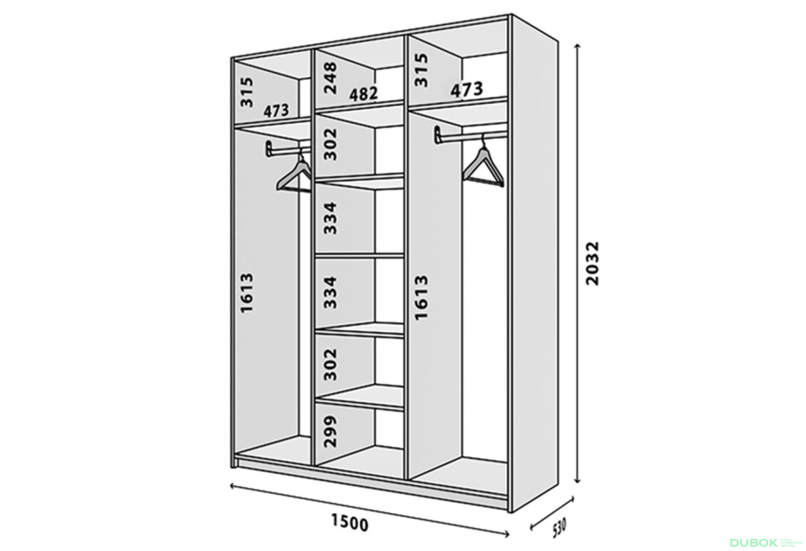 Fotografie 3 - Skříň třídveřová 150 cm Modus 3 DTD Bílá Korpus Antracit BL