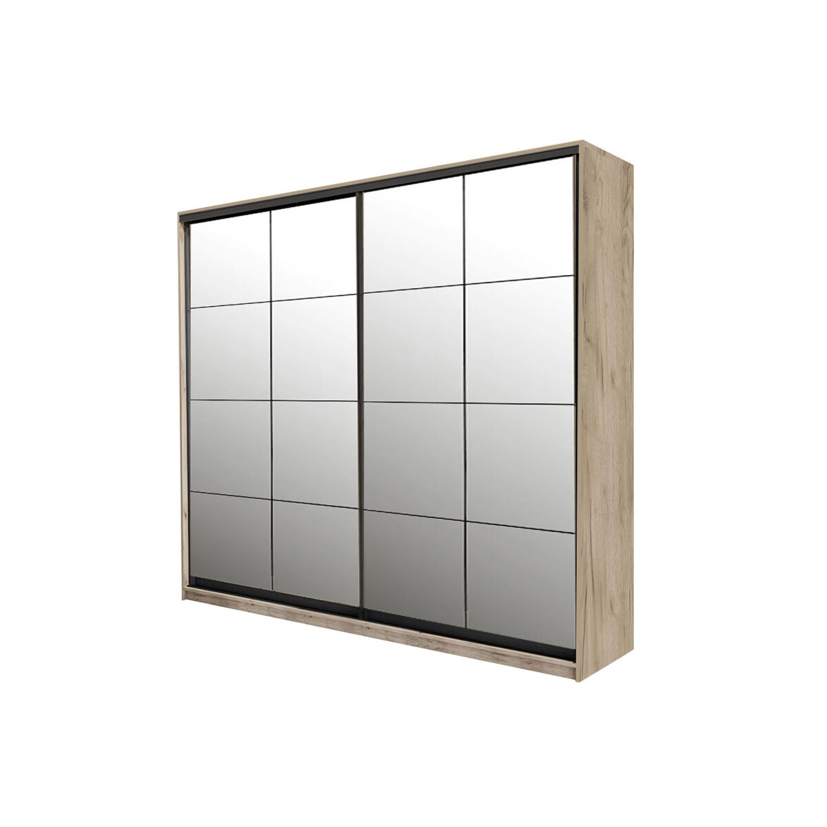 

Skříň s posuvnými dveřmi 2 zrcadla 180x240x60 cm W Loft Lines BL Dub kraft šedý