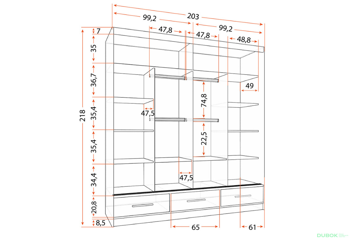 Fotografie 4 - Foto Skříň Florence 2D 200 bílý mat