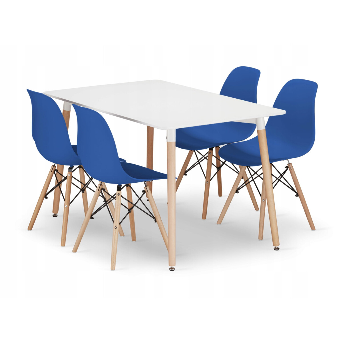 

Sada obdélníkový stůl ADRIA 120x80 bílý + 4 židle OSAKA modré