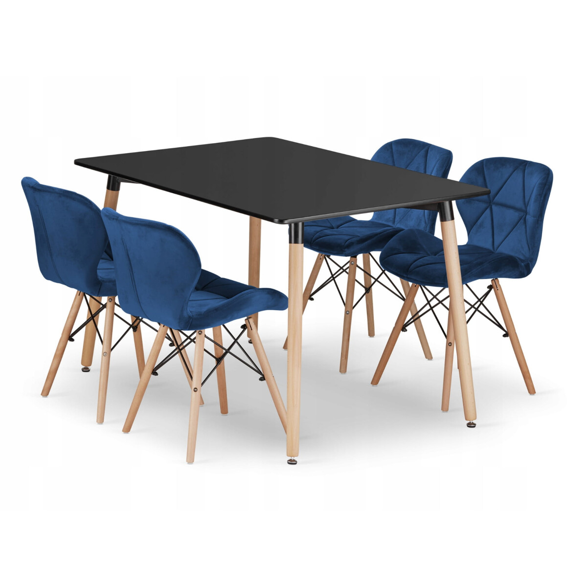 

Sada obdélníkový stůl ADRIA 120x80 černý + 4 židle LAGO modré