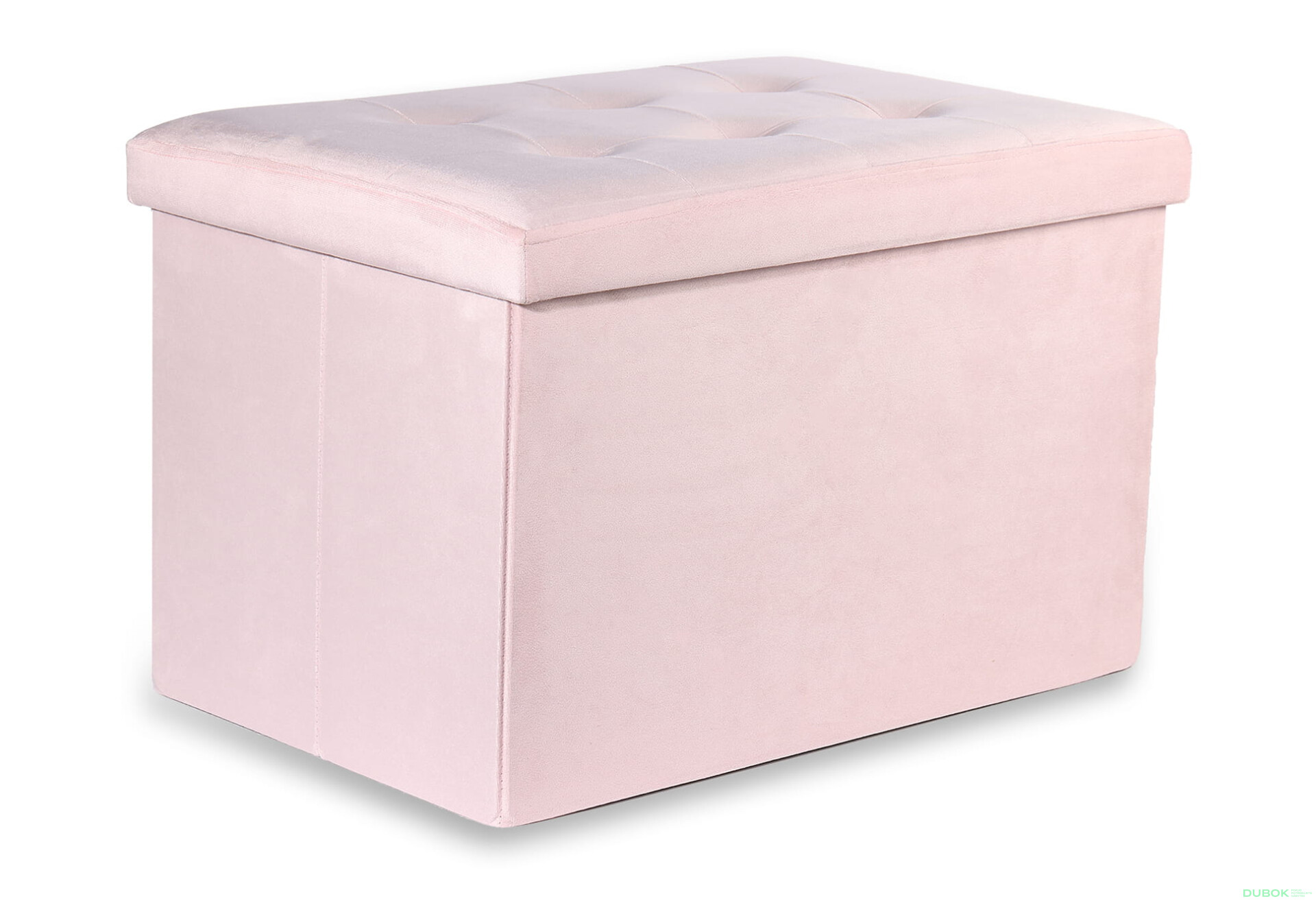 Fotografie 1 - Puf skládací XL s knoflíky - 60x38x38 cm samet růžový