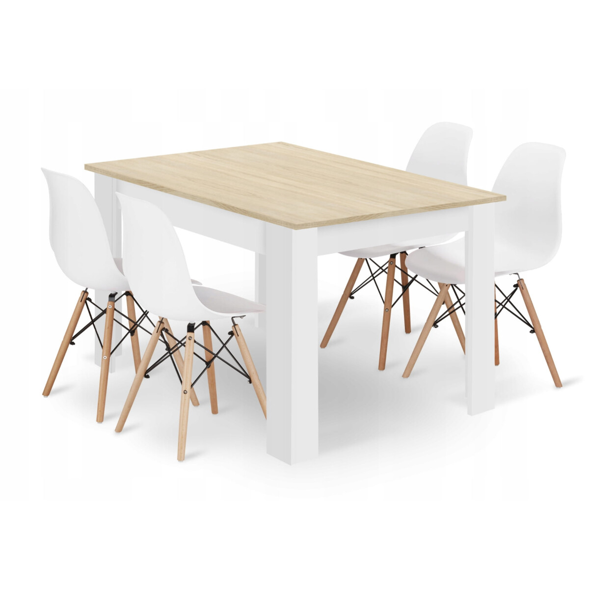 

Sada obdélníkový stůl 120x80 dub sonoma + 4 židle OSAKA bílé