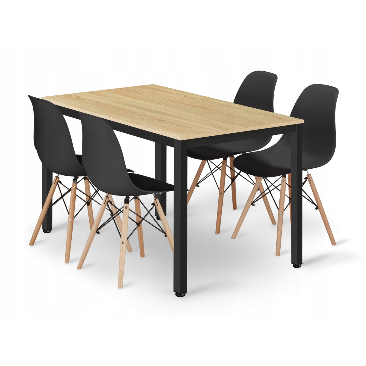 

Sada obdélníkový stůl TESSA 120x60 světlý dub + 4 židle OSAKA černé