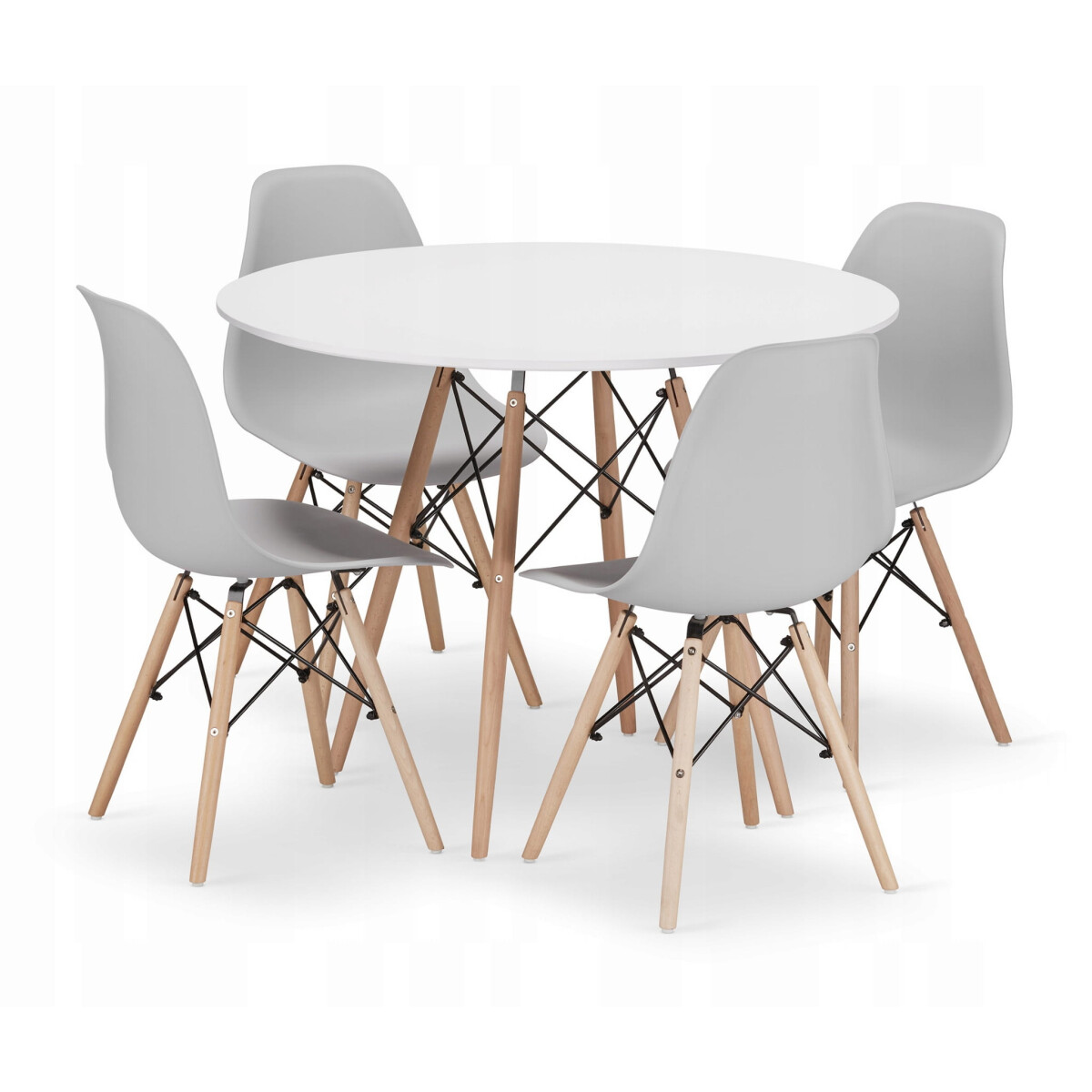 

Sada kulatý stůl TODI 100 bílý + 4 židle OSAKA šedé