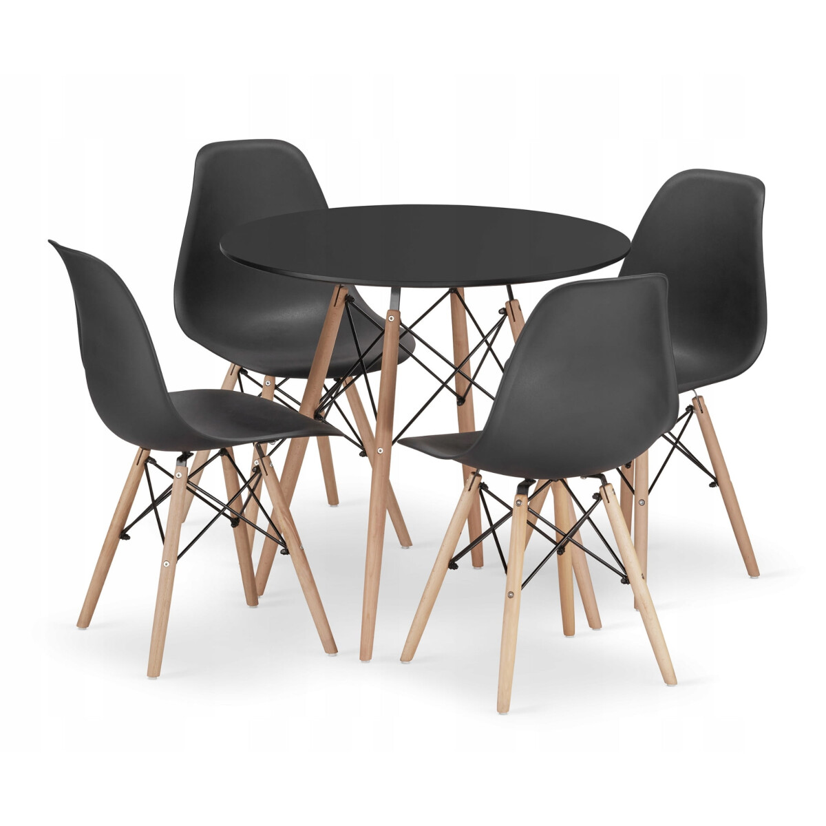 

Sada kulatý stůl TODI 80cm černý + 4 židle OSAKA černé