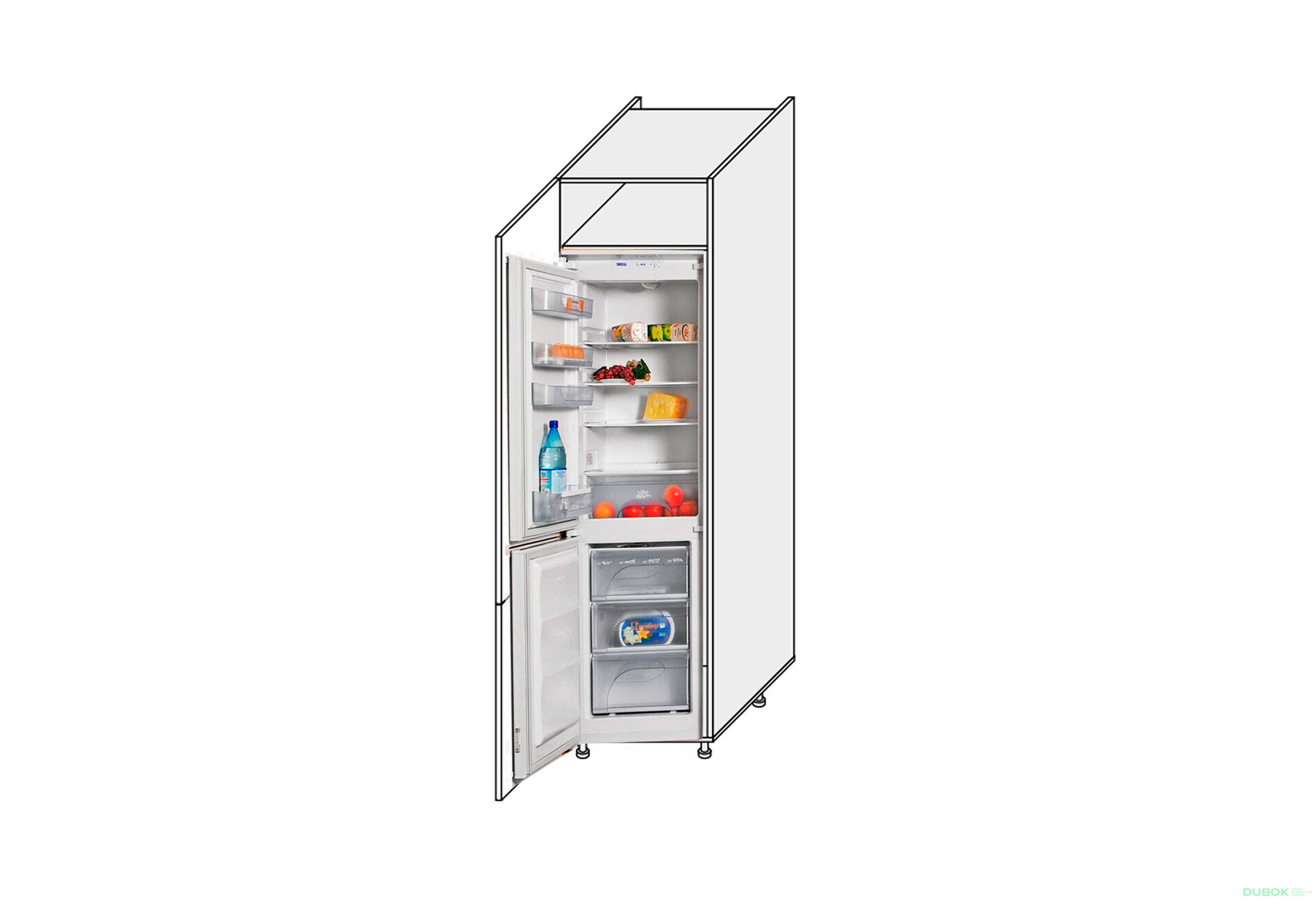 Fotografie 1 - Přepážka 60PХ/2140 chladnička Pro Blum levá Millenium Premium