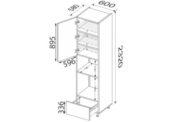 Fotografie Skříňka 60PDM1SHX/2320 trouba + mikrovlnná trouba Pro Blum+Hettich