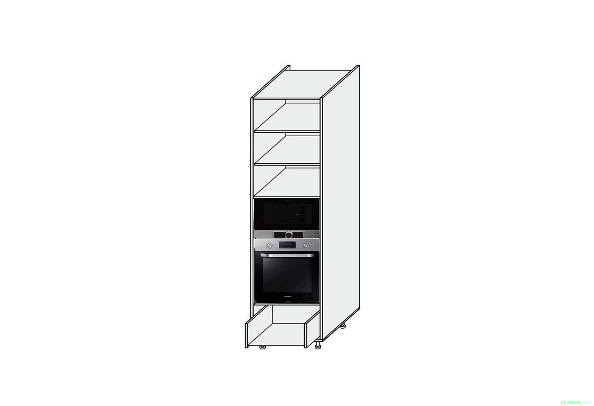 Fotografie 1 - Korpus Penál 60PDM 1šx Trouba+Mikrovlnná trouba Pro Blum+Hettich 2320mm