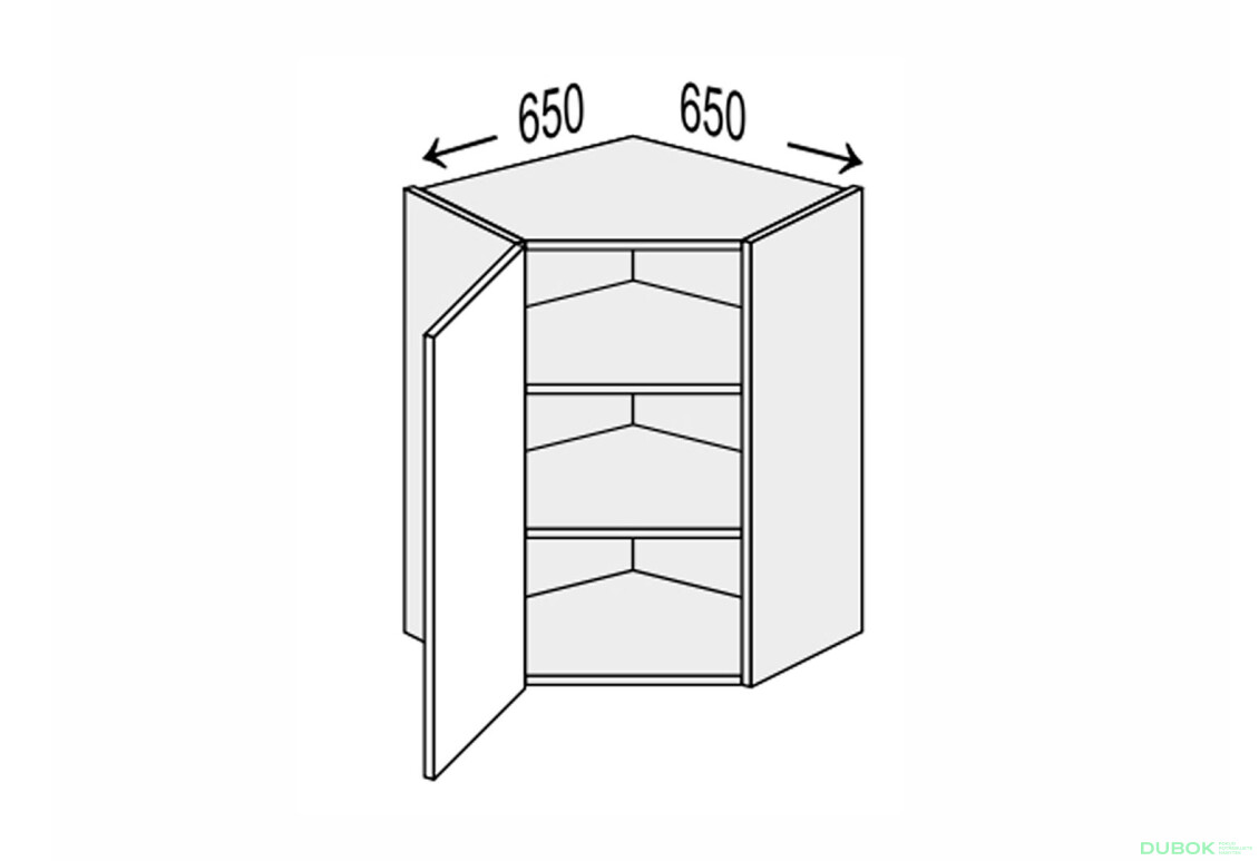 Vrchní roh V 45°/720 (650x650) 1dveře Leo
