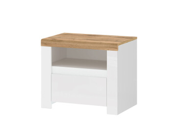 Noční stolek 1s bílý lesk / dub wotan