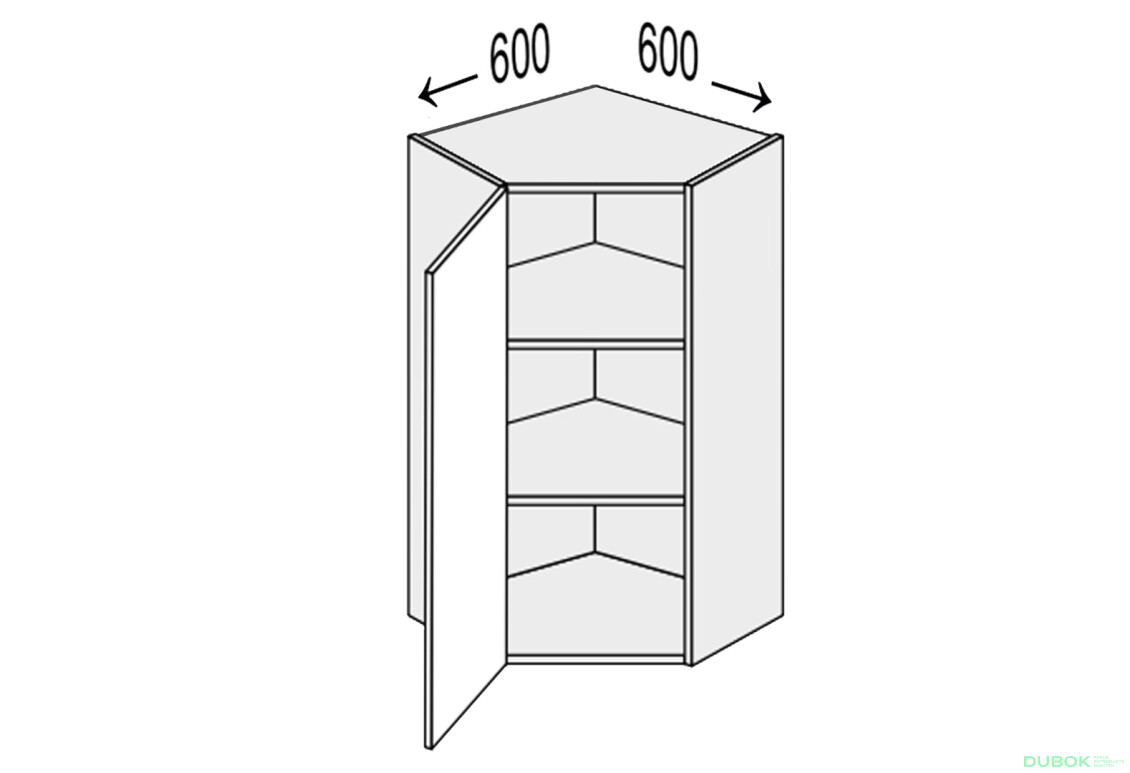 Vrchní roh V 45°/900 (600x600) 1dv Leo
