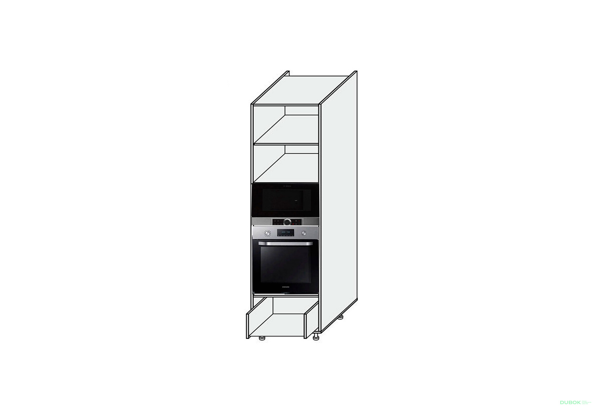 Fotografie 1 - Korpus Penál 60PDM 1šx Trouba+Mikrovlnka Pro Blum+Hettich 2140mm